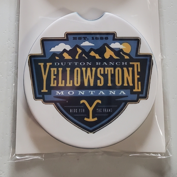 Yellowstone Dutton Ranch Set Of 2 Ceramic Car Coasters - Picture 2 of 6